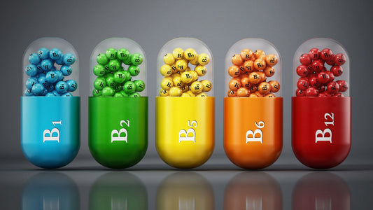 Pillules de vitamines B colorées
